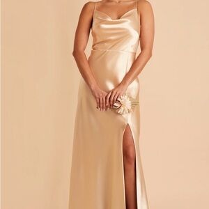 Birdy Grey Lisa Gold Satin Maxi Dress